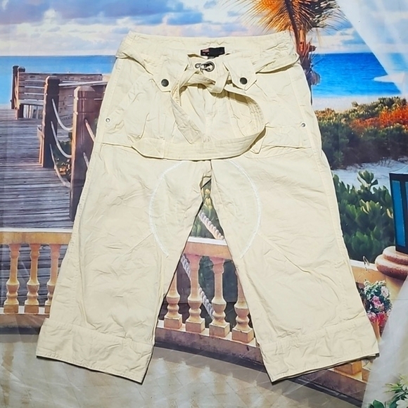 Diesel Belted Yellow Capri Pants Size 25 New - Picture 1 of 6